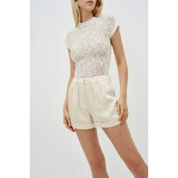 Simkhai Devan Silky Pleated Shorts in Ecru ivory Cream US 4 NEW NWT - Picture 1 of 13